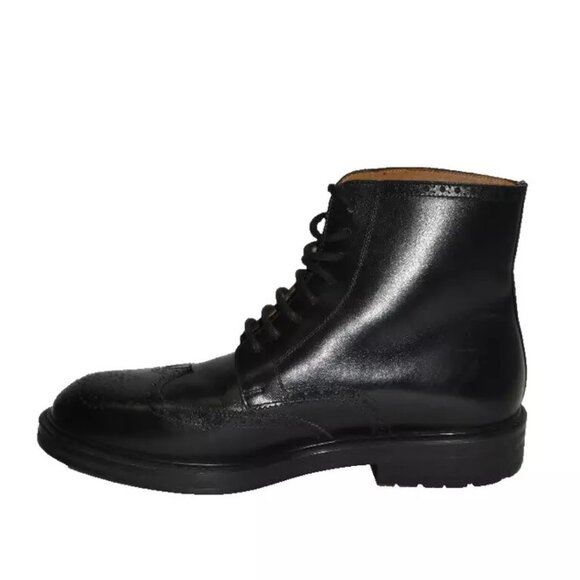 New! Magnanni Podeo Medallion Toe Ankle Boots Black Leather 8.5 24204 DD339A